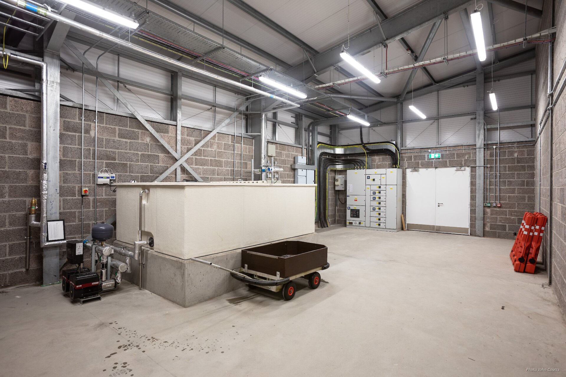 Plant room with controls for refrigeration and power