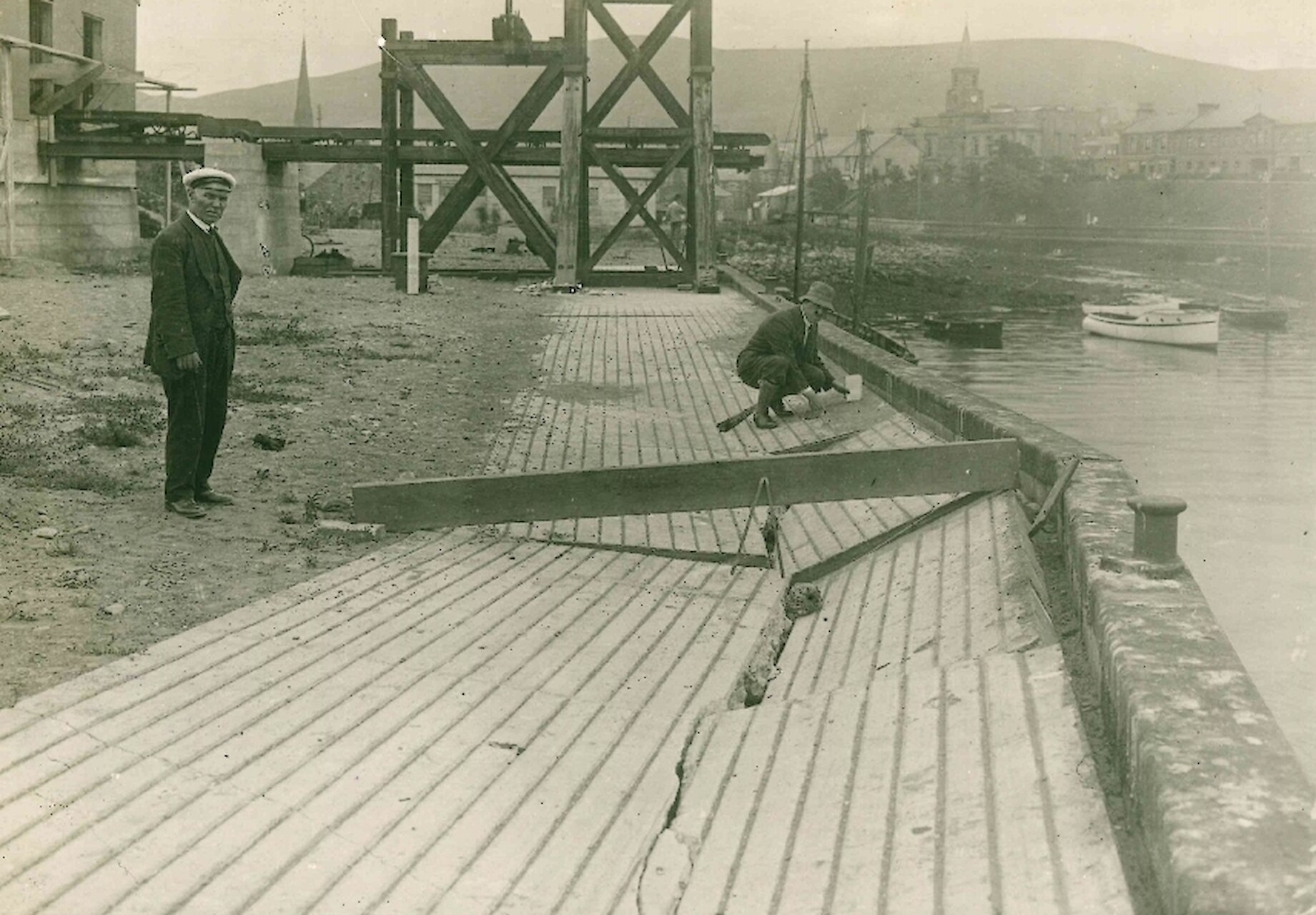 Archibald Henderson inspecting Girvan Harbour, 1926