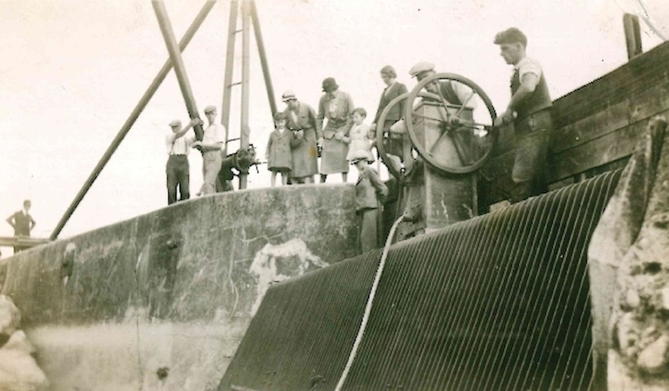 Diving operations at Fochabers attracting a crowd- 1933