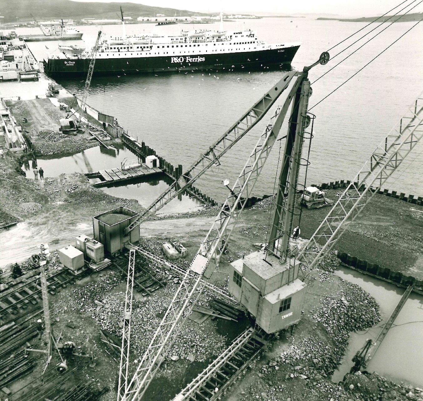 Building the new ferry terminal in Lerwick, 1970s