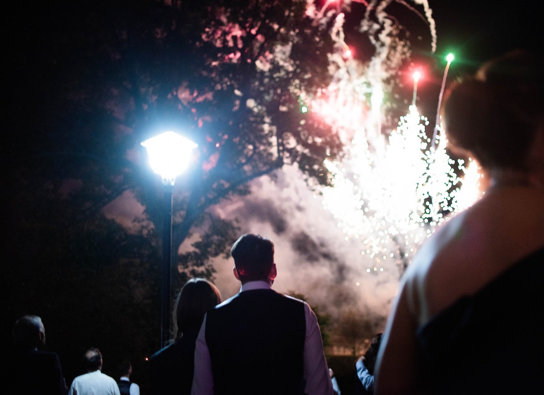 Fireworks lit up the sky after dinner