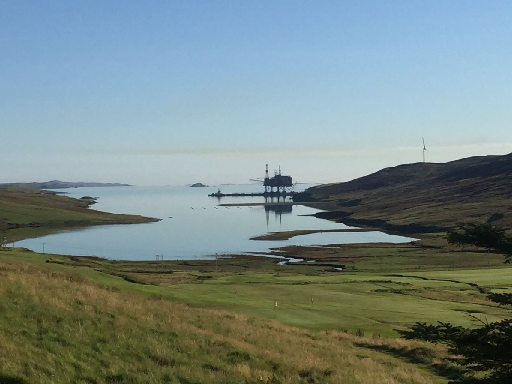 Dales Voe Quay from the nearby golf course